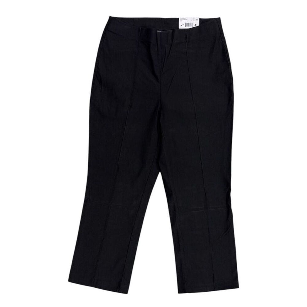 Black - Rafaella Women's Regular Fit Soft Touch Stretch Crop Pintuck Pant, Plus